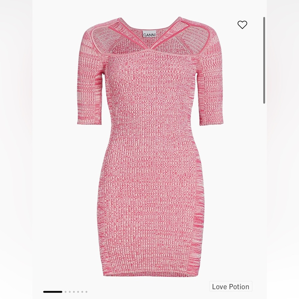 Ganni Asymmetrical Pink Knit Dress